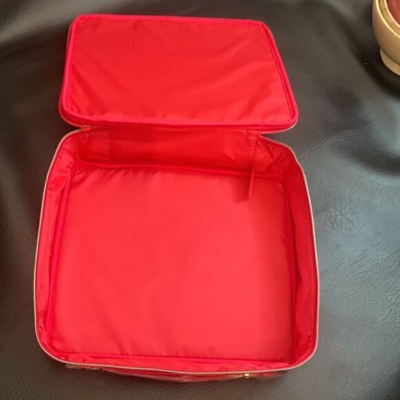 Lancôme Pink Gold Hardware Star Cosmetics Beauty Makeup Travel Zipper Bag NEW - Picture 7 of 9